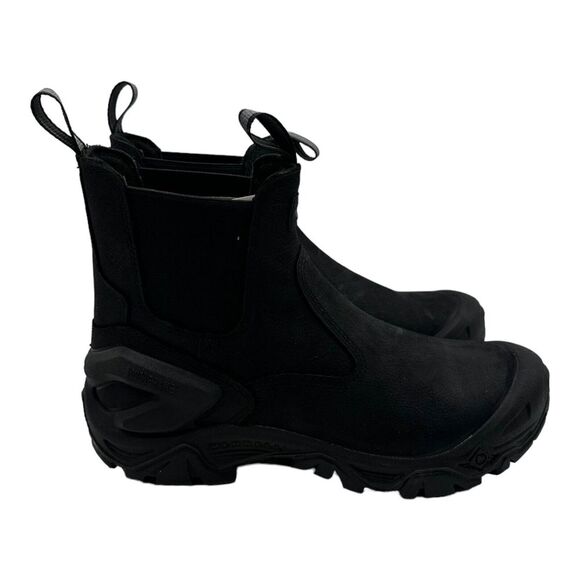 Mens Merrell Strongfield LTR Leather Chelsea SR Black Boots‎ Pull On 14 W Wide - Picture 1 of 6